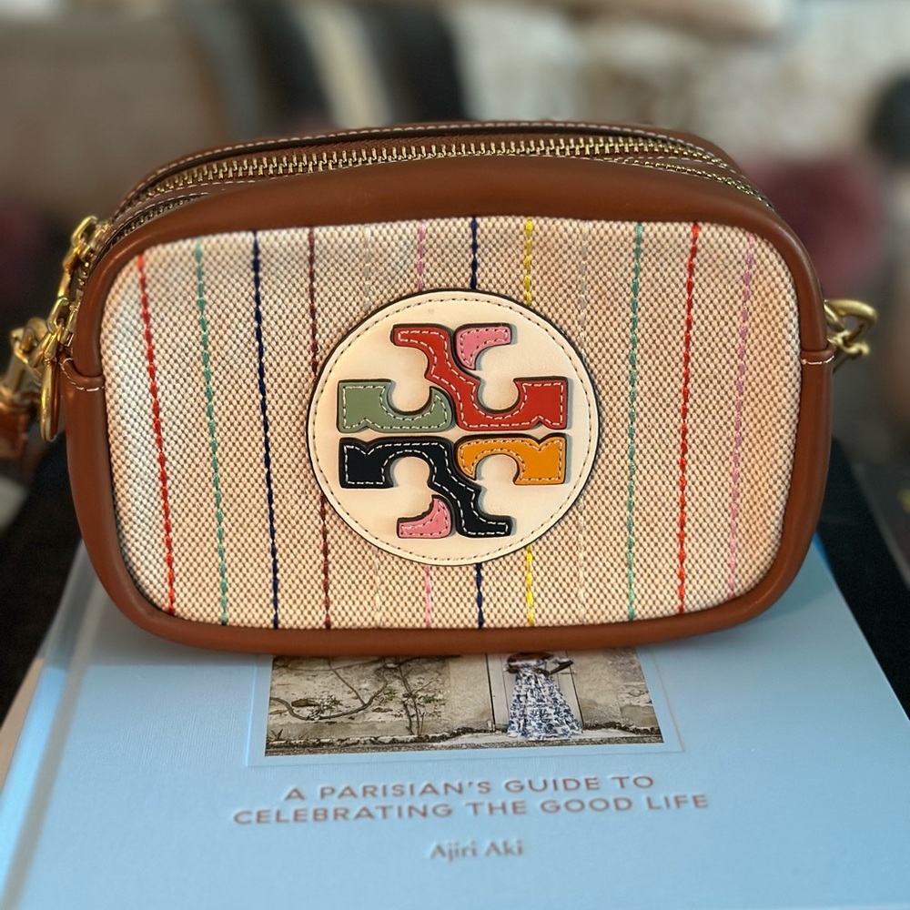 Tory Burch Striped Canvas Crossbody Bag